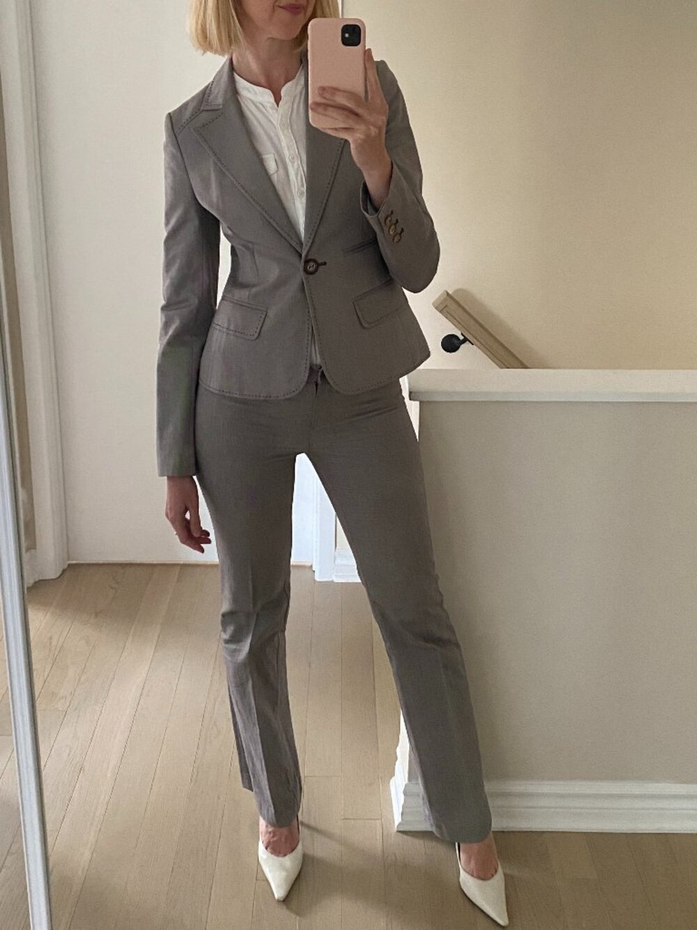JACKET AND PANT SUIT - Size 2/4 - 100% COTTON - GRAY / GREY